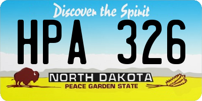 ND license plate HPA326