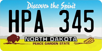 ND license plate HPA345
