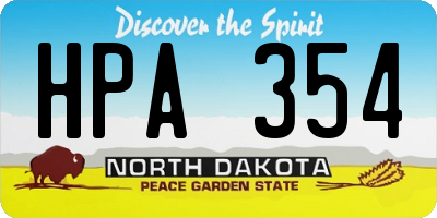 ND license plate HPA354