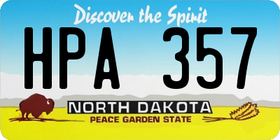 ND license plate HPA357