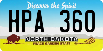 ND license plate HPA360