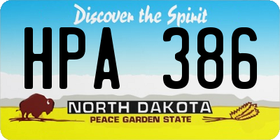 ND license plate HPA386