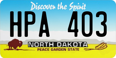 ND license plate HPA403
