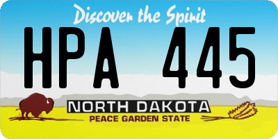 ND license plate HPA445