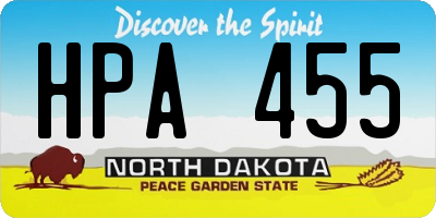 ND license plate HPA455