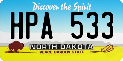 ND license plate HPA533