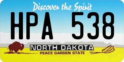 ND license plate HPA538