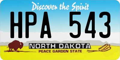 ND license plate HPA543