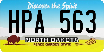 ND license plate HPA563