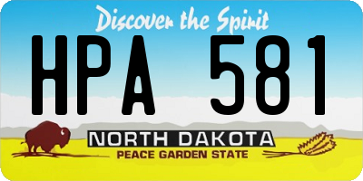 ND license plate HPA581