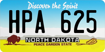 ND license plate HPA625