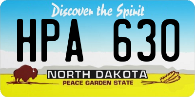 ND license plate HPA630