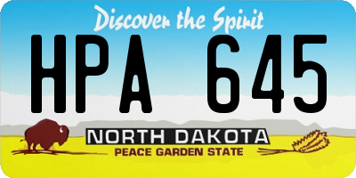 ND license plate HPA645