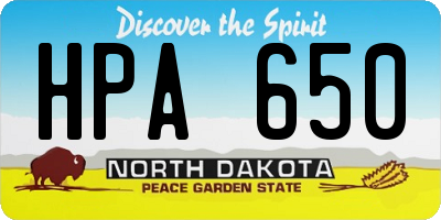 ND license plate HPA650