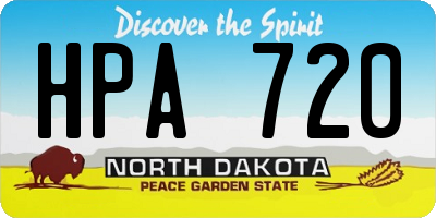 ND license plate HPA720