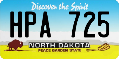 ND license plate HPA725
