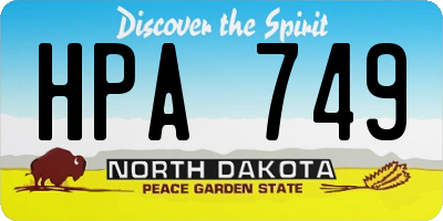 ND license plate HPA749