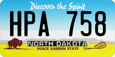 ND license plate HPA758