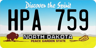 ND license plate HPA759