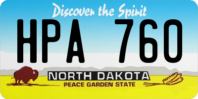 ND license plate HPA760