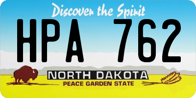 ND license plate HPA762
