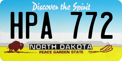 ND license plate HPA772