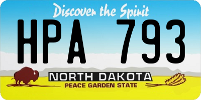 ND license plate HPA793