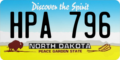 ND license plate HPA796