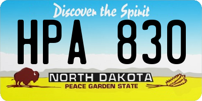 ND license plate HPA830