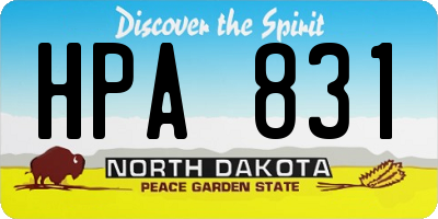 ND license plate HPA831