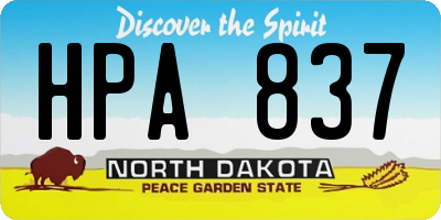 ND license plate HPA837