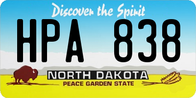 ND license plate HPA838