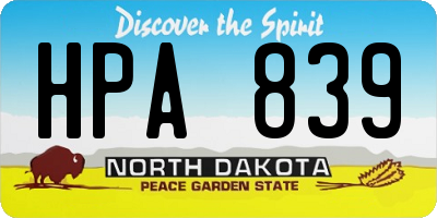 ND license plate HPA839