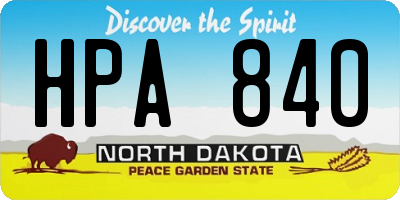 ND license plate HPA840