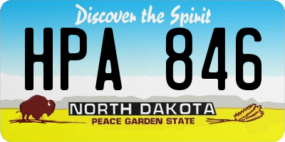 ND license plate HPA846