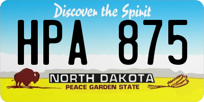 ND license plate HPA875