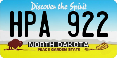 ND license plate HPA922