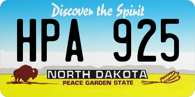 ND license plate HPA925