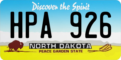 ND license plate HPA926