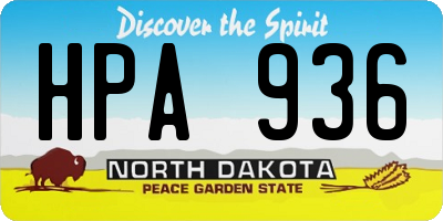 ND license plate HPA936