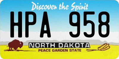 ND license plate HPA958