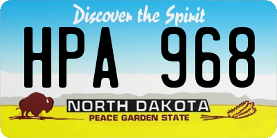 ND license plate HPA968