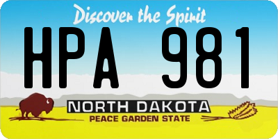 ND license plate HPA981