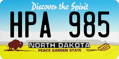 ND license plate HPA985