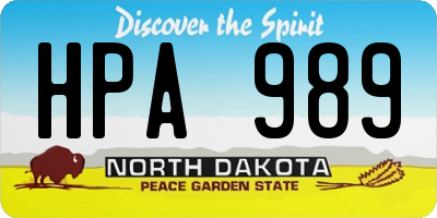 ND license plate HPA989