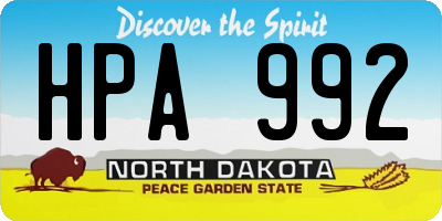 ND license plate HPA992