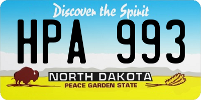 ND license plate HPA993
