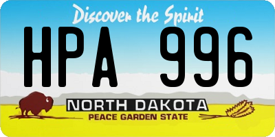 ND license plate HPA996