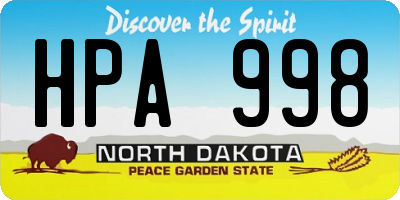 ND license plate HPA998