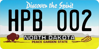 ND license plate HPB002